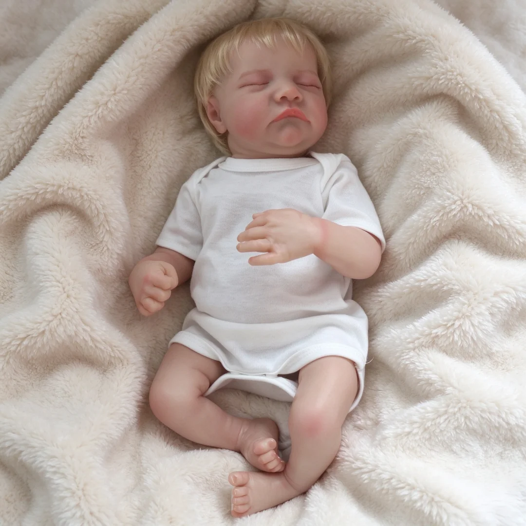 45cm Simulation Rebirth Doll Levi Golden Hairroot Sleeping Doll Cute 3D Painted Soft Vinyl Christmas Gift