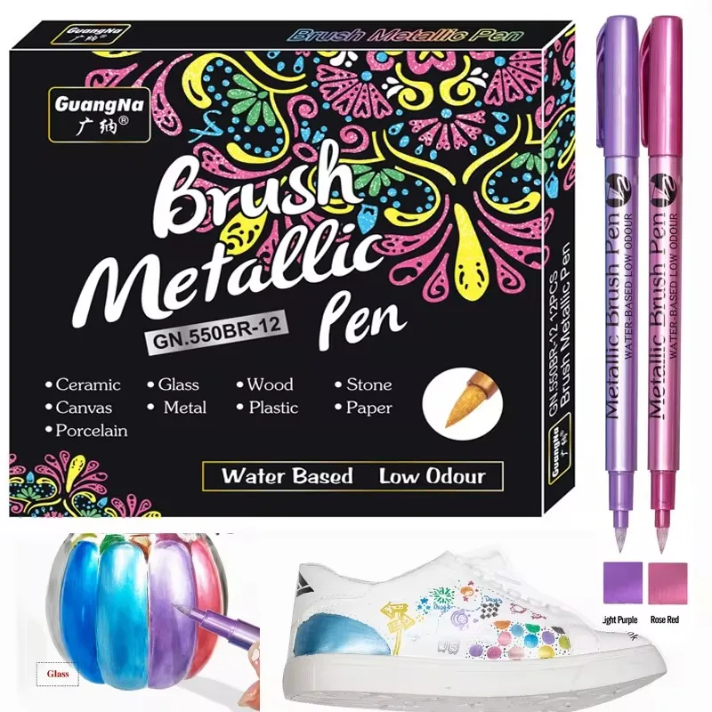 

12 Colors Metallic Marker Pens Metallic Permanent Paint Markers for Artist Illustration,Crafts Stationery Supplies