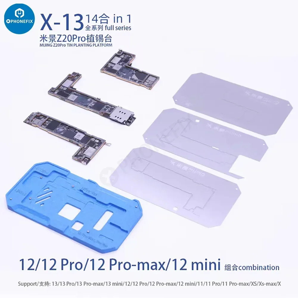 Newest MiJing Z20 Pro 14 IN 1 Fixture for IPhone X-16 Pro Max Middle Layer Motherboard Reballing Soldering Platform with Stencil