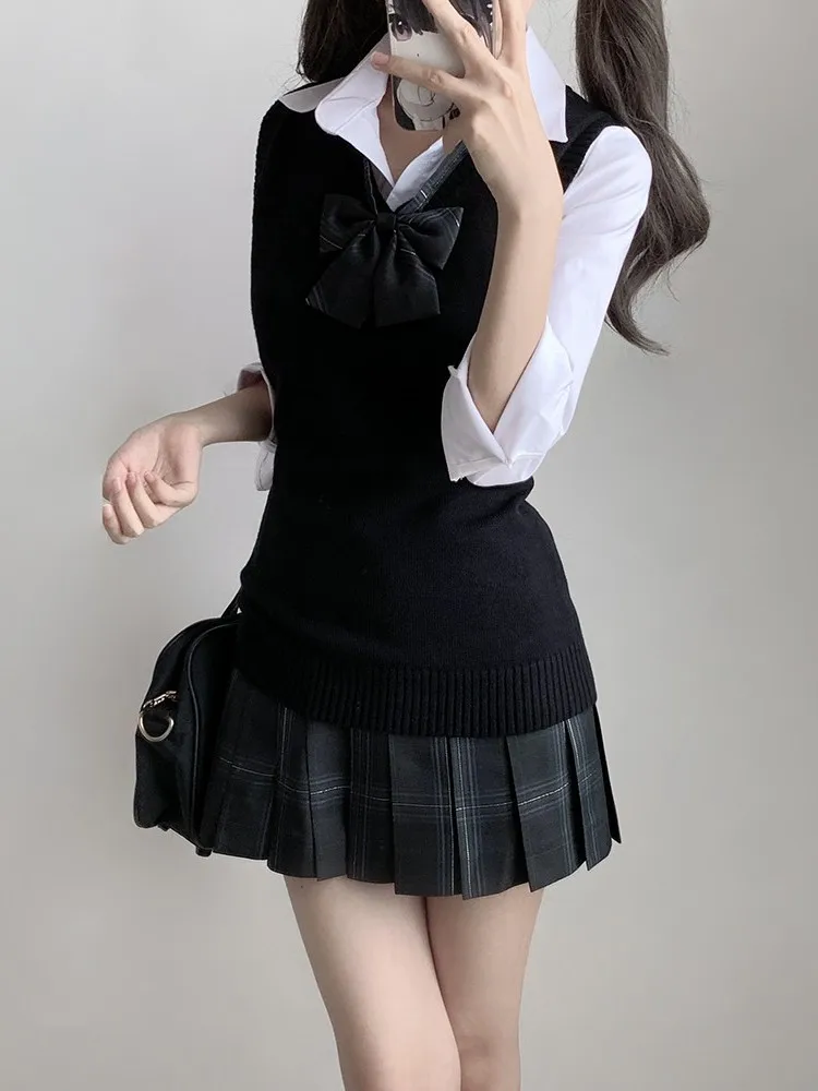 

Жилет с эластичной резинкой на талии, оригинальный Jk Sle College Faion orm вязаный свитер с эффектом похудения, сладкий Sle, смесь хлопка