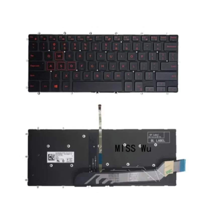 US Red/white Laptop Keyboard For DELL LATITUDE 2 IN 1 3379 3490 keyboard with Backlight