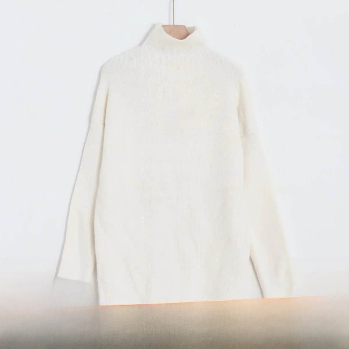 

Осень-зима женский свитер Crew Ne Long Sve теплый свободный крой однотонный трикотаж средней длины