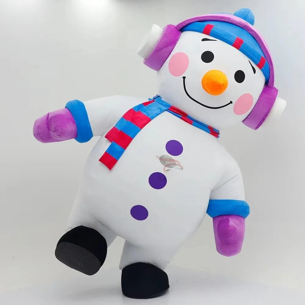 

Inflatable Snowman Mascot Costume Role Playing Costume for Outdoor Dance Advertising Carnival Event Performance Show no battery