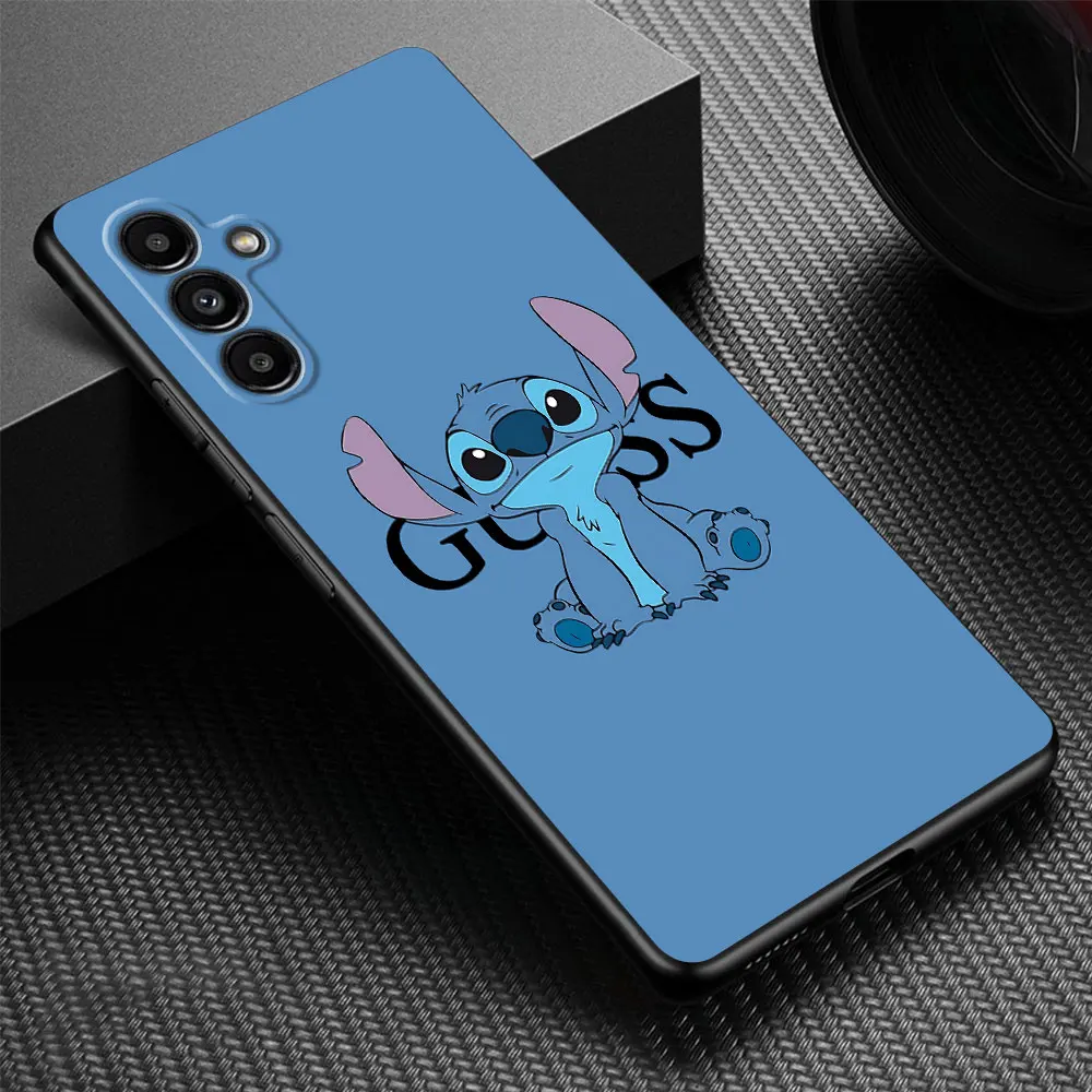 Case for Samsung Galaxy A01 A13 A54 A03 Core A14 A12 A52 A03s A05s A04s A02s A04e Disney stitch angle Black Soft Cover