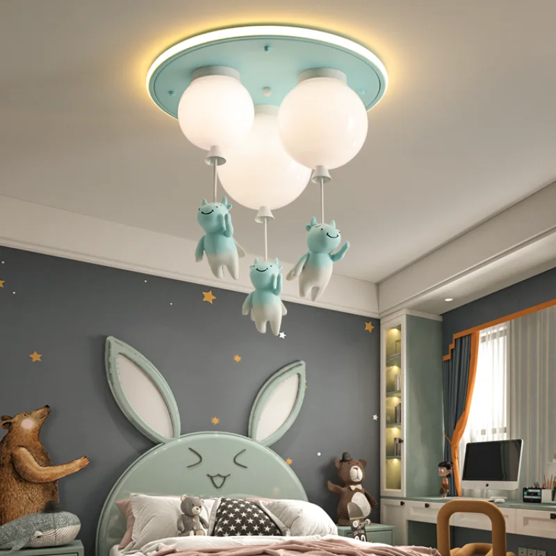 Cartoon Balloon Chandelier Ceiling Lamp Pink Children's Room Ceiling Lamp Boy Girl Bedroom Lamp Warm Girl Room Calf Balloon Lamp