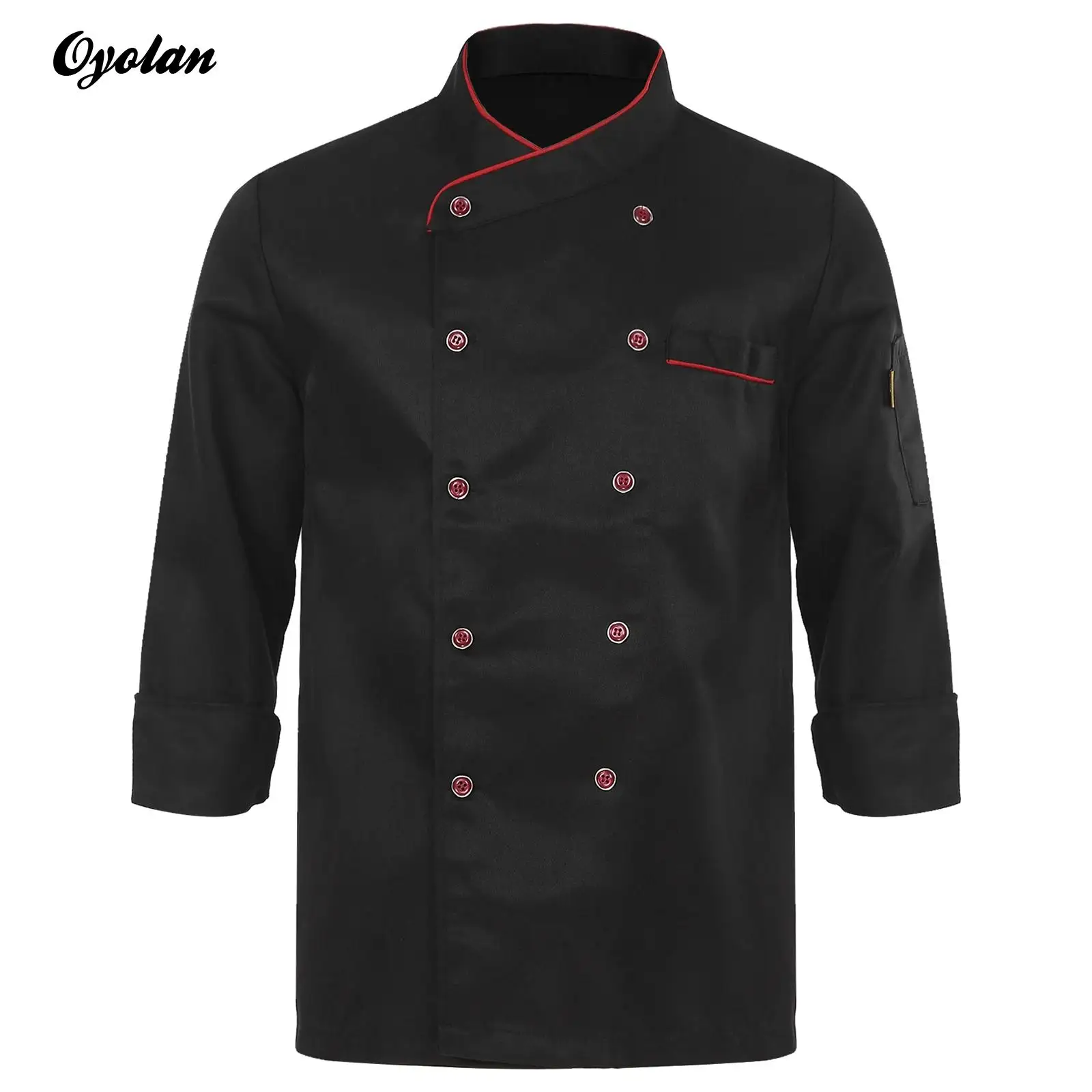 Heren Double-Breasted Chef Jas Food Service Trimmen Koks Jasje Womens Hotel Restaurant Kantine Keuken Werk Uniform Unisex