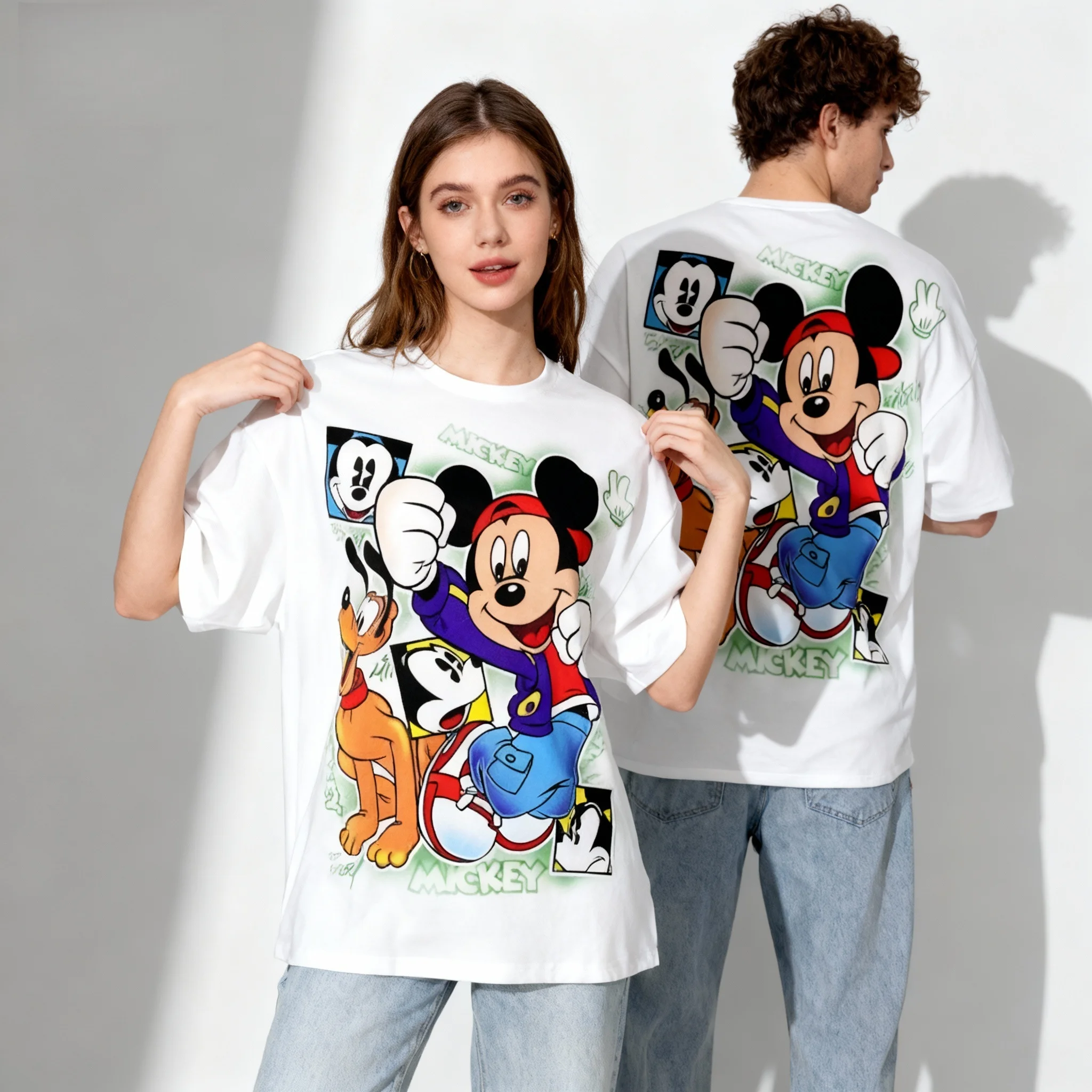 ديزني فيلم سلسلة الكرتون ميكي وأصدقائه الحلو وبارد الشارع الصيف تي شيرت المتضخم الفتيات الكبار المنتج الساخن بيع