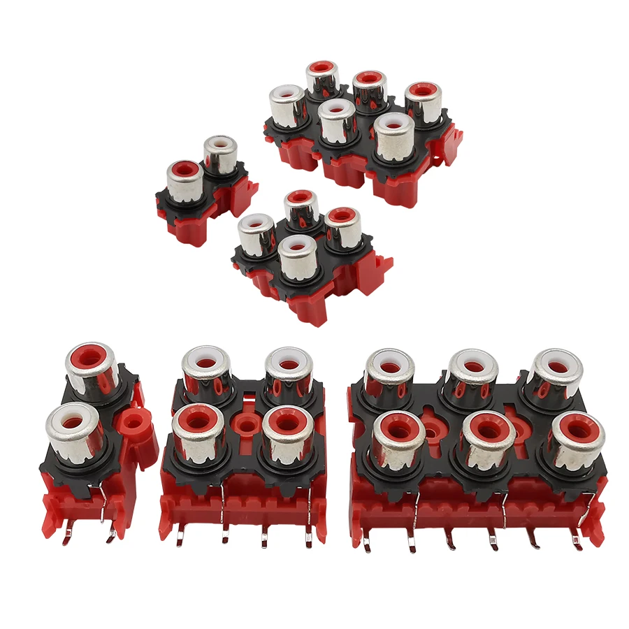 1/2/5Pcs 2Pin 4Pin 6Pin RCA Female Jack AV Stereo Audio Video Signal Input Plug Socket RCA Connector Red Black PCB Parts