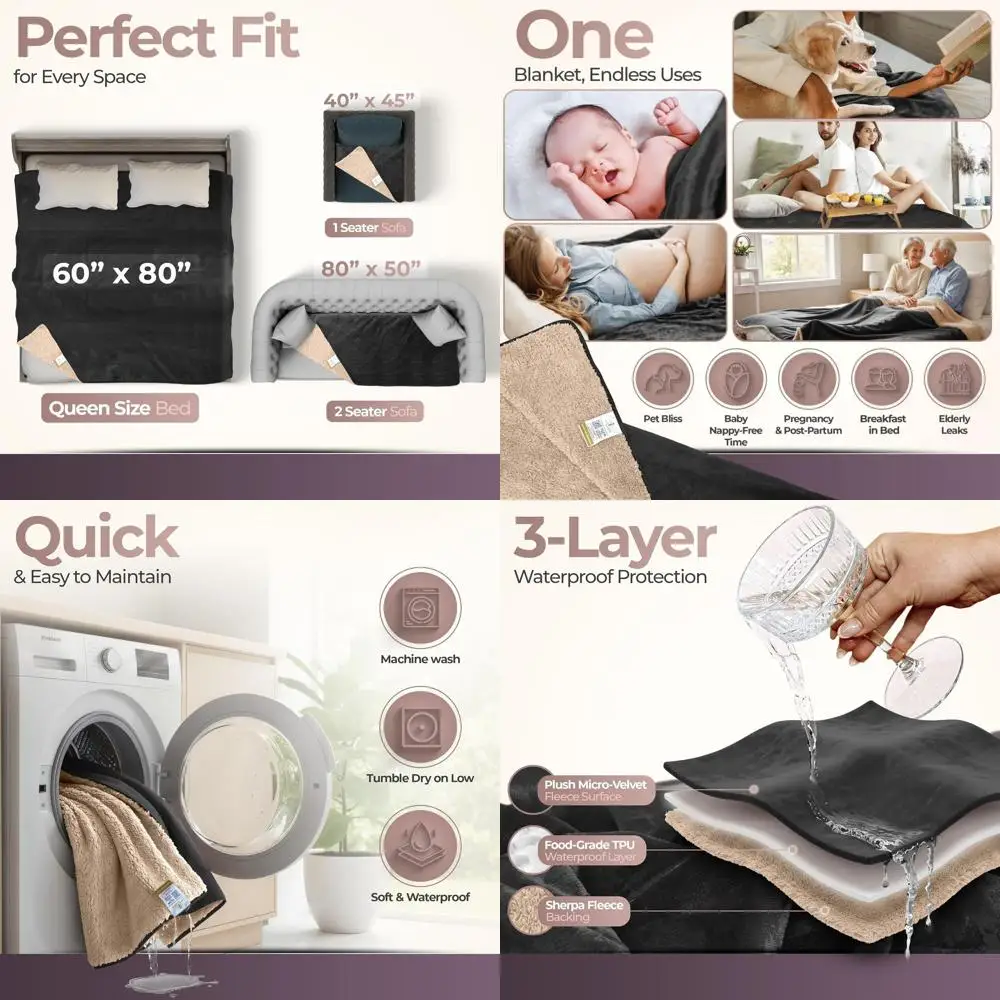 

Водонепроницаемый наматрасник Queen & Twin Size - устойчивый к пятнам и протечкам, моющийся, черный