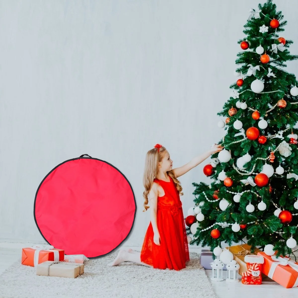 

1Pcs Christmas Garland Storage Pouch Oxford Cloth Portable Travel Storage Bag Lightweight Organizer for Vacation Camping