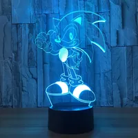 Sonic Figure Model 3D Nightlight LED 7color Changing Lamp Sonic Action Figure Bedroom Decoration Toy Child Kids Birthday Gift