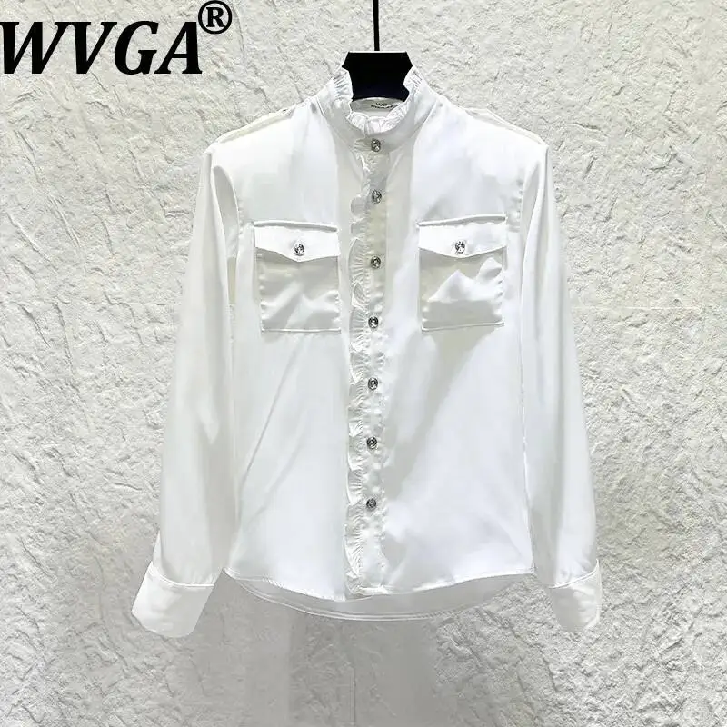 WVGA Spring New Men Light Luxury French Style Elegant Luxurious Ruffled Long Sleeved Shirts Draped Niche Chic Casual Tops W26280