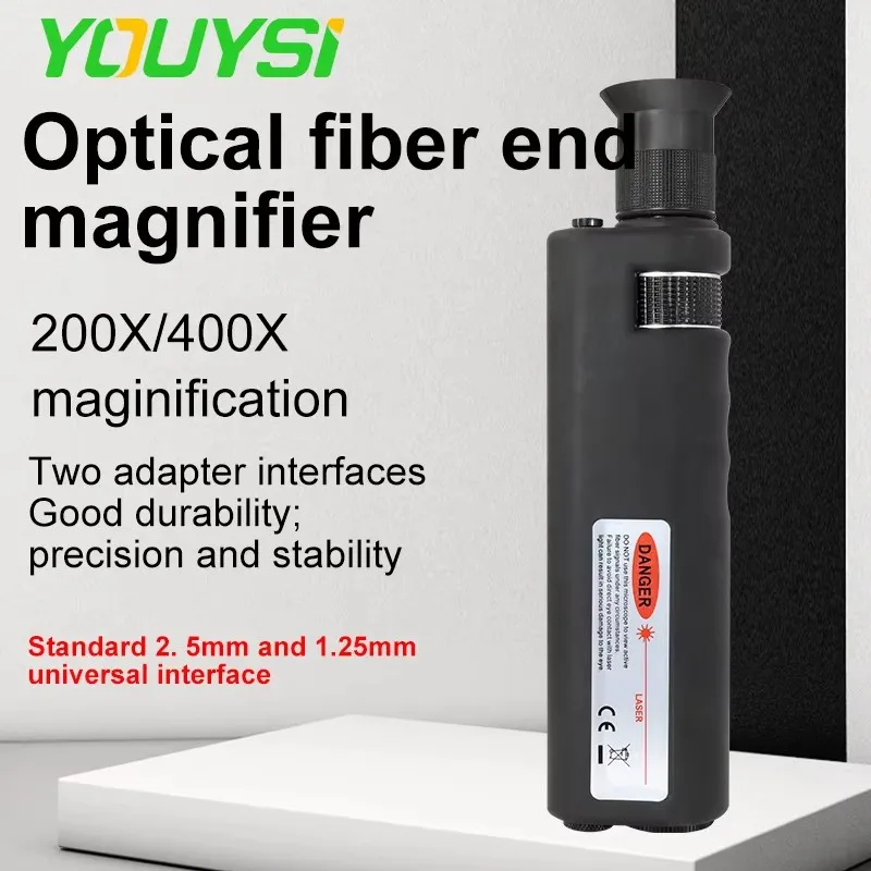 

Handheld 400X Fiber Optical Inspection Microscope with 1.25mm&2.5mm Adapter SC FC ST LC