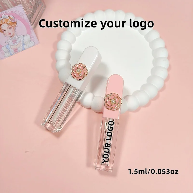 【Logo Custom】50Pcs Customized 1.5ml Wholesale Packaging Recyclable Plastic Lip Oil Bottle Circular Arc Shape Cap Lipstick Tube