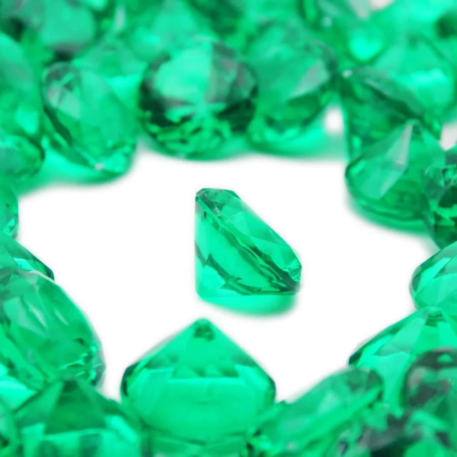 

69 Pieces Round Large Acrylic Fake Diamond Crystals - 25mm 1 Ih Green Clear Gemstones for Table Scatter Vase Fillers Party Deco