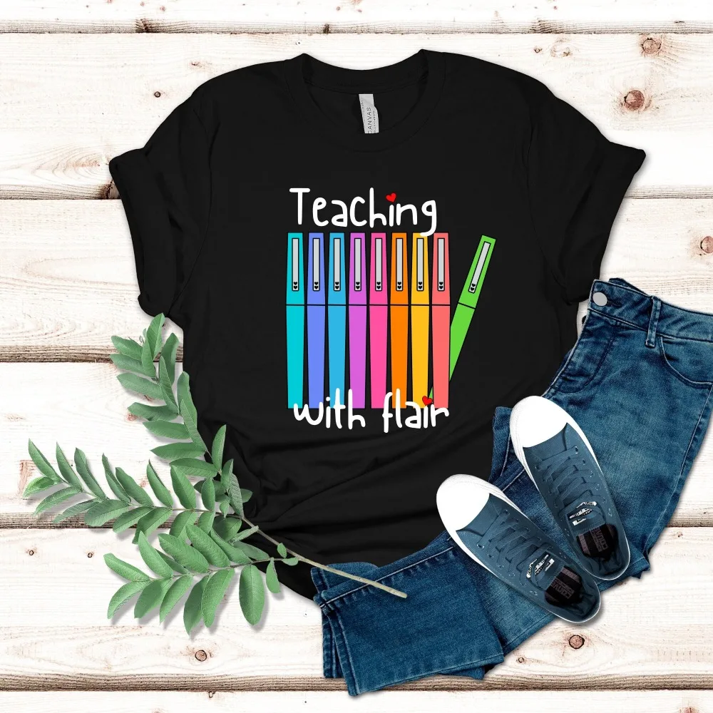 Back To School First Day Of Funny Teacher T Shirt Teaching With Flair For