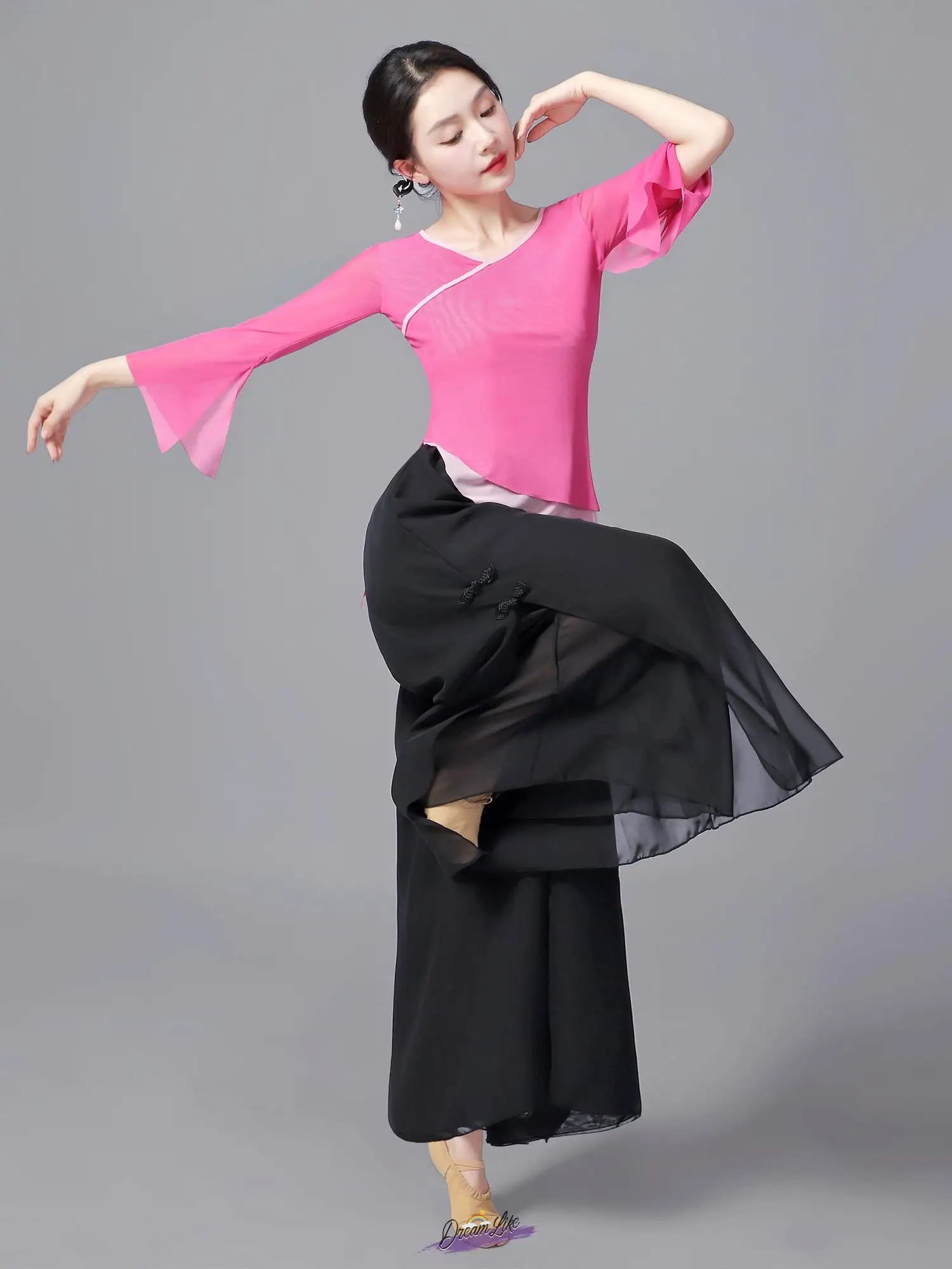 

Костюм для классических танцев Cloudy: широкие брюки, расклешенный топ, элегантная тренировочная одежда, традиционный китайский сценический наряд