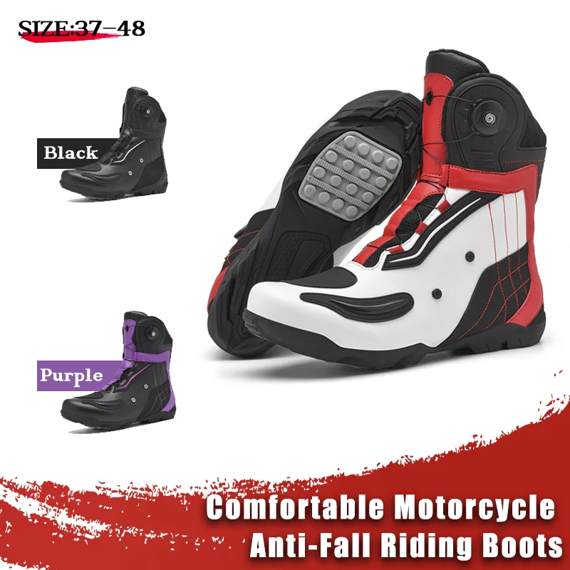 Motorcycle Boots Men, Anti-fall Motocross Boots, Off Road Motorbike Riding Shoes, Shock Resistant Protective Footwear for Outdoo