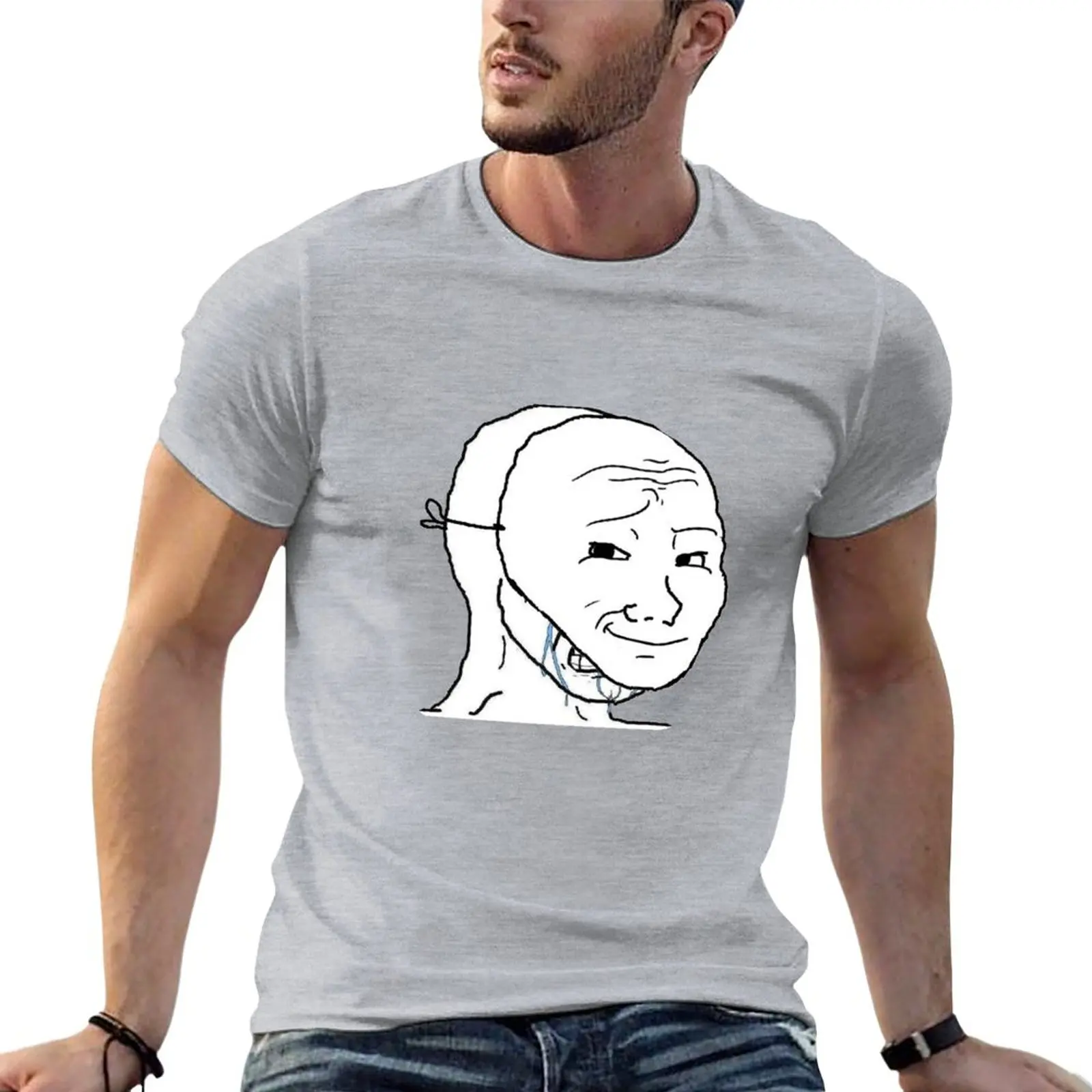 smug but crying inside wojak mask meme T-Shirt boys whites funnys plus size tops mens graphic t-shirts hip hop