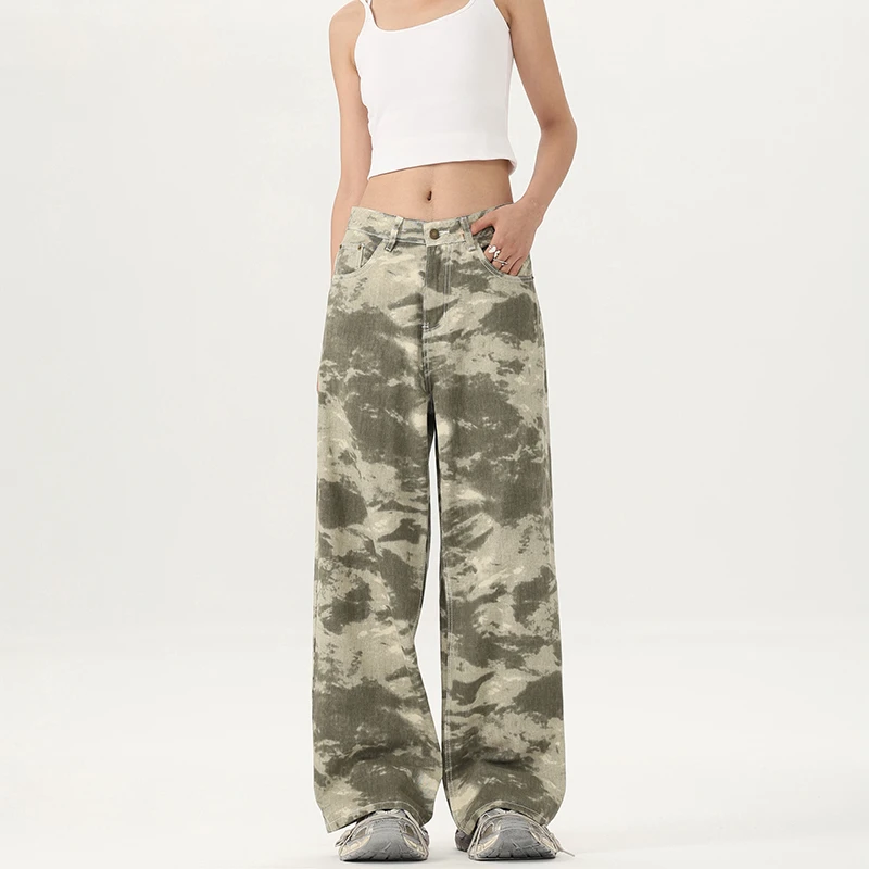 Camouflage Printed Pants For Women Graphic Pattern Straight Leg Trousers Female Autumn Clothes