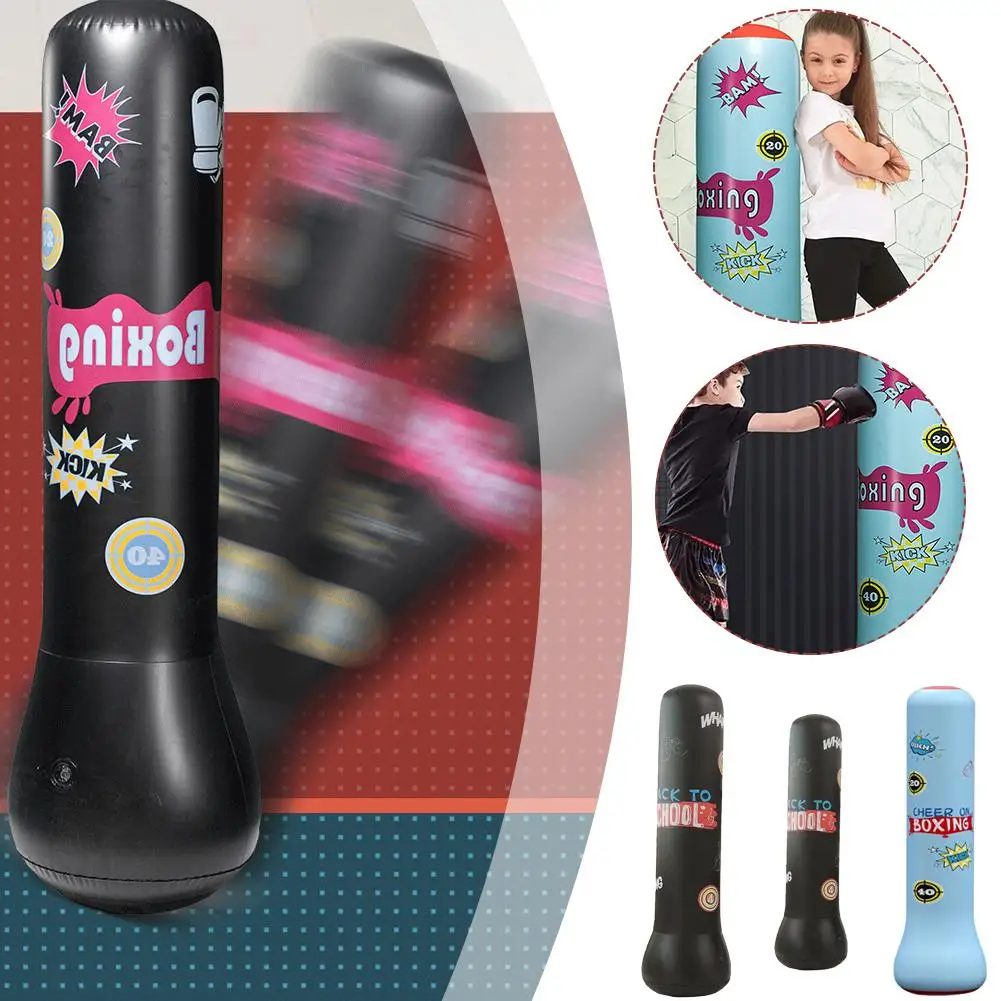 Children Tumbler Inflatable Punching Bag Home Fitness Fight Training Sandbag Boxing Pressure Sports Toy Boxing W8y5