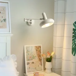 Swing Long Arm LED Wall Lamp Solid Wood Wall Light For Living Room Bedroom Bedside Foyer Home Indoor Decor Sconce Lighting