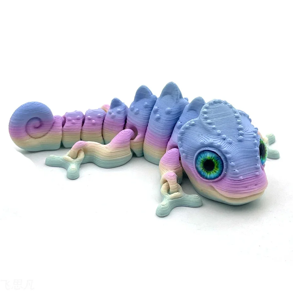 3D Printing Multi-joint  Movable Chameleon Figures Simulation Eyes Home Accessories Children's Gifts Living Room Decoration