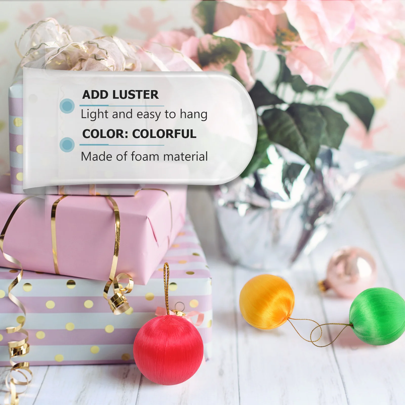 

4Packs Round Colorful Ball Decor Festive Holiday Xmas Ornament Hanging Balls Wedding Colored Ball Decors Party Supplies