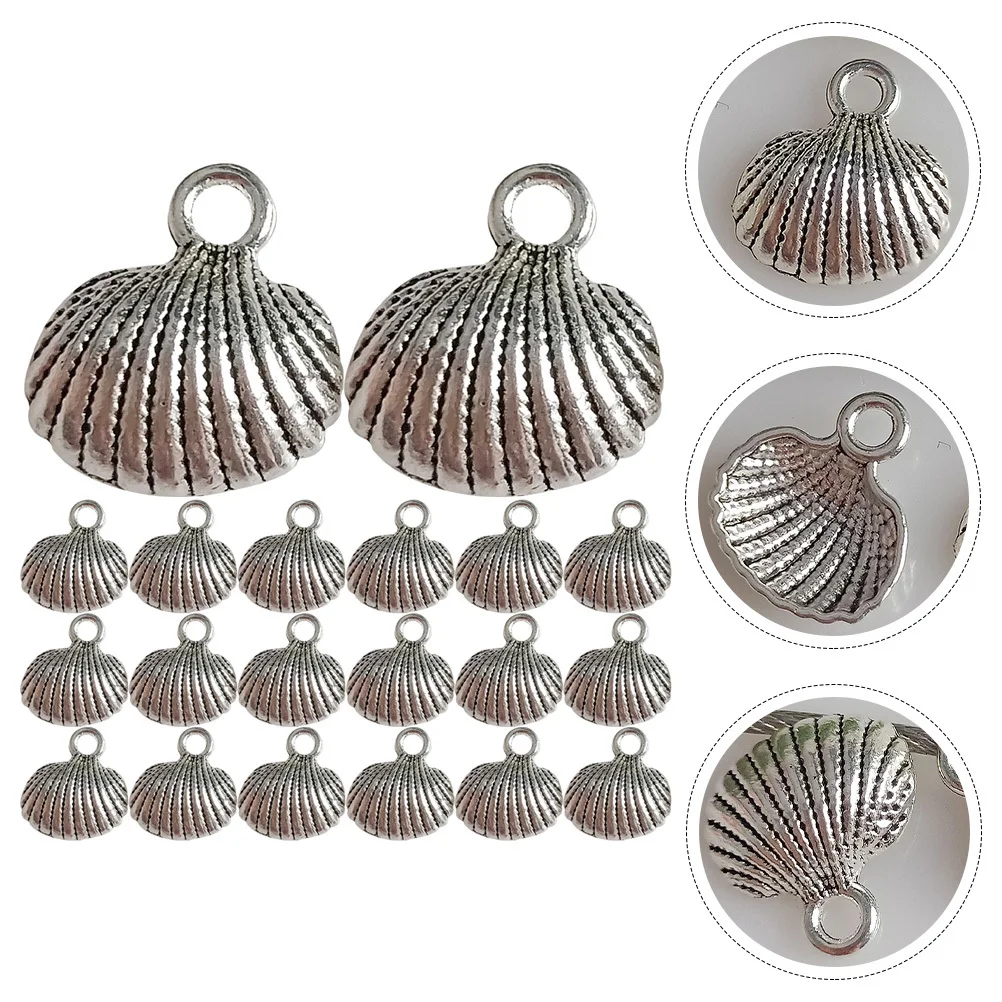 

100Pcs Vintage Shell Charms Alloy Pendants for Jewelry Making DIY Craft Supplies Silver Charms