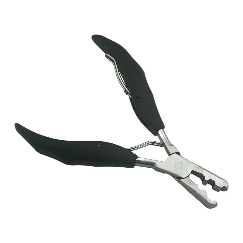 5.7 inch 2 in 1 Black Handle Plier with Flat Grooves 3mm and 5mm grooves Pre-Bonded Hair Extension Clamp