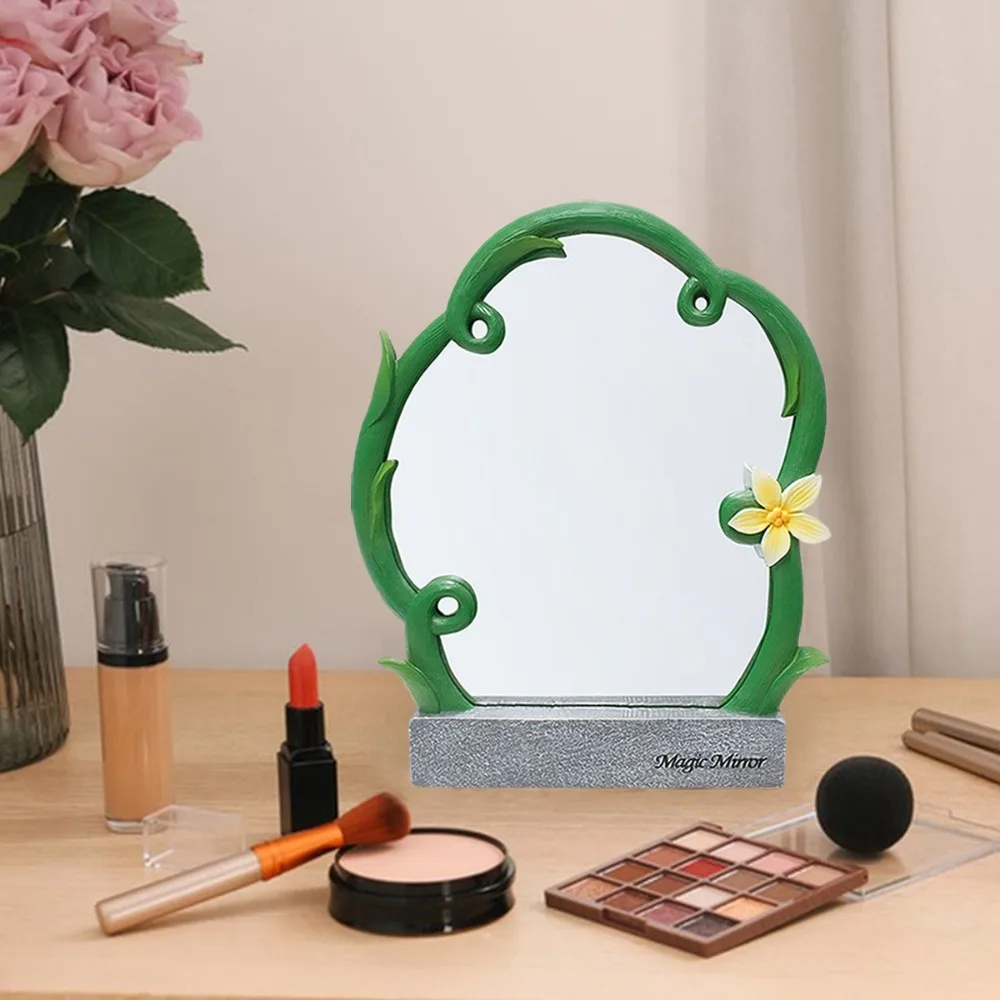 Espelho em forma de videira de flor portátil com base espelho de maquiagem de alta clareza decoração durável mini espelho cosmético para viagens em casa