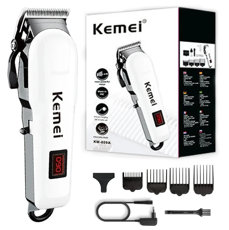 

Kemei KM-809A Electric Hair Clipper Barber Trimmer with LCD Professional Hair Cutting Machine Ceramic Blade Cordless Trimmer