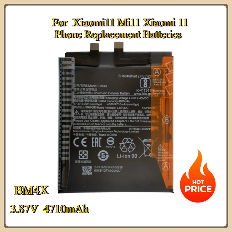 New  BM4X 4710mAh Brand  Battery For  Xiaomi11 Mi11 Xiaomi 11  Phone Replacement Batteries