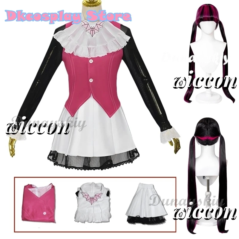 Draculaura Косплей Аниме Monster Fantasy High Spectra Vondergeist Костюм Жилет Юбки Парик Комплект Вечерние Игровые Наряды для Женщин