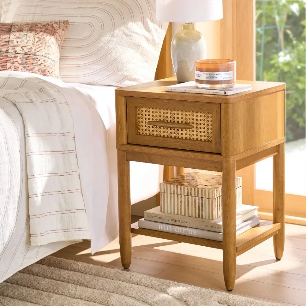 2024 New  Springwood Caning Nightstand, Light Honey Finish