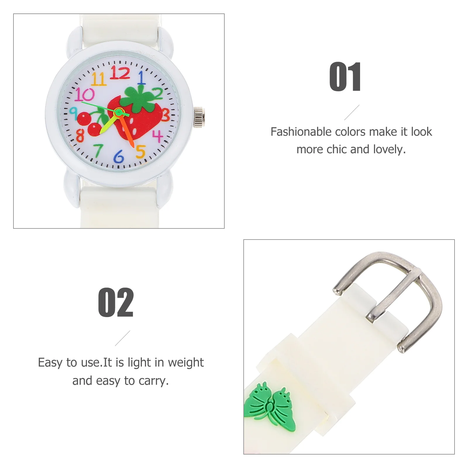 ساعة يد كرتونية من السيليكون بحزام قابل للتعديل وتصميم مريح وخفيف الوزن كهدية عيد ميلاد #6