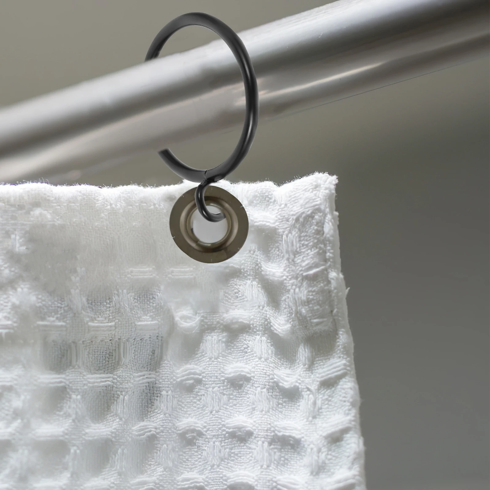 

40 Pcs Curtain Rings Black Iron Eyelet Hooks for Curtains 38mm Diameter Fit 25mm Rods Suitable Various Styles Household