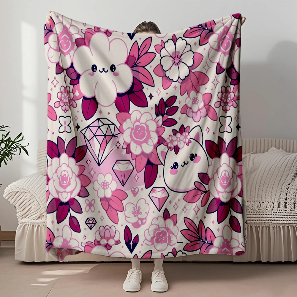 

Spring/autumn Flannel Cozy Blanket Charming Kitty Purrfect Love Rustic Pattern Quilted Bed Runner Faux Fur Throw Hypoallergenic