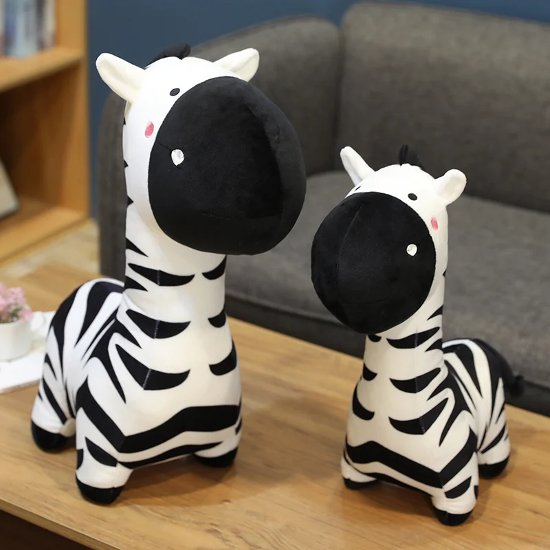 40/50/70cm Cartoon Horse Plush Toys Cute Staffed Animal Zebra Doll Soft Realistic Horse Toy Birthday Gift Home Decoration