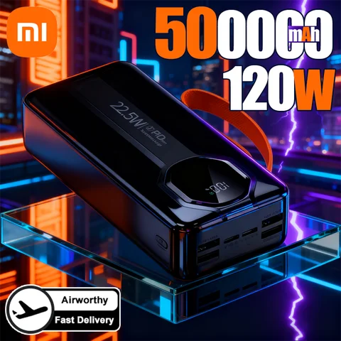 Xiaomi 50000mAh Portable Charger Ultra-Capacity Power Bank Built in with 2 Cables 22.5W Super Fast Charging For IPhone Samsung