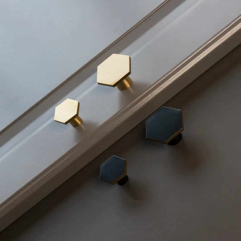 Hexagon Single Hole Drawer Handle Gold Black Zinc Alloy Furniture Knob for Kitchen Cupboard Bedroom Wardrobe Bathroom Cabinet