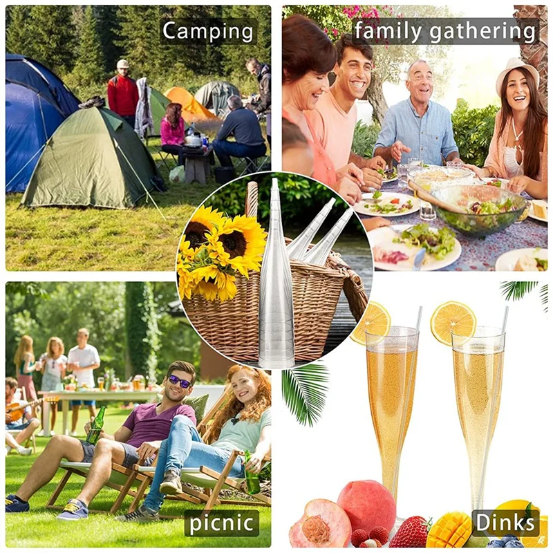 ABLN-Plastic Champagne Flutes Champagne Glasses Wine Glasses Reusable Stemmed Party Wine Cups For Garden Party