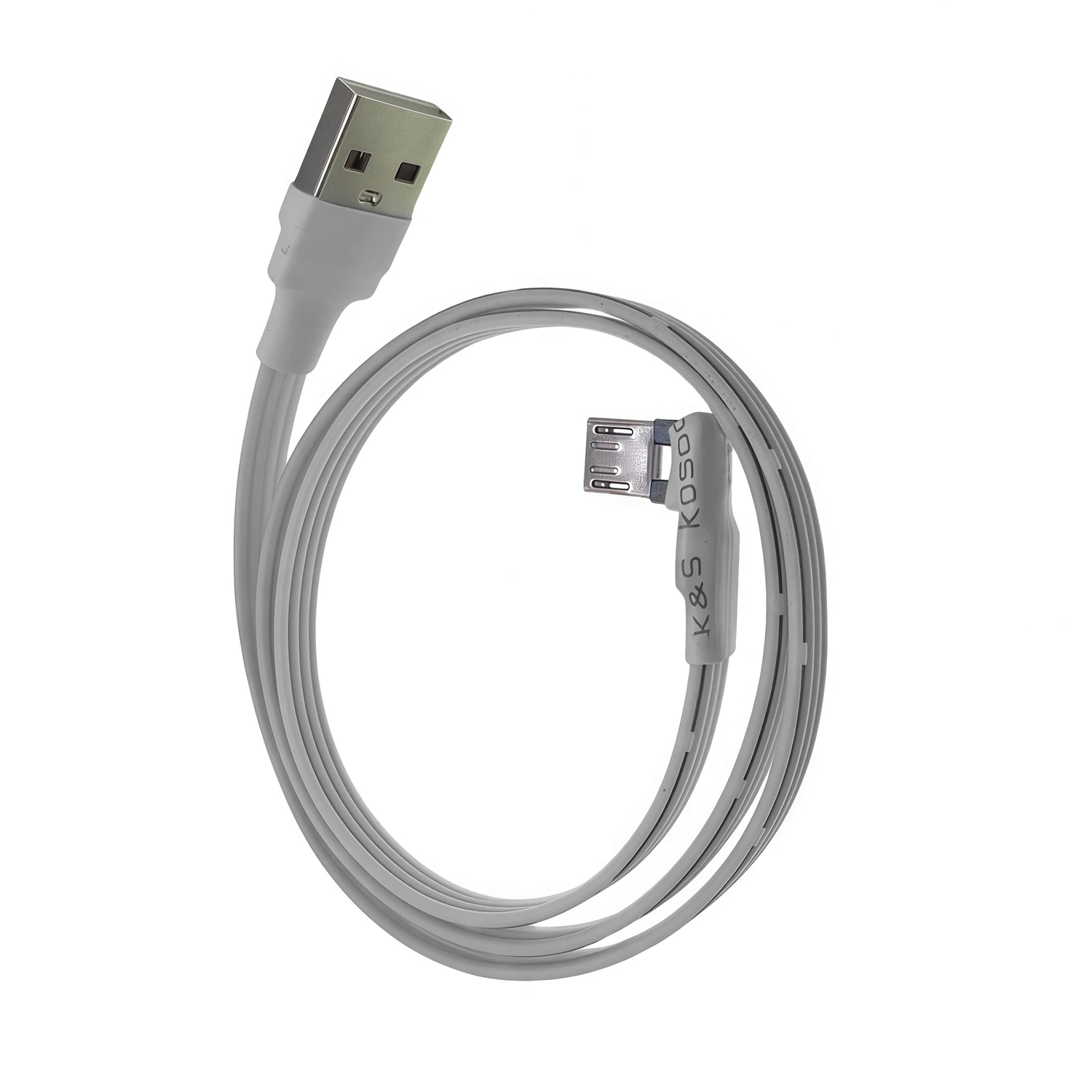

white Flat elbow Micro USB data charging line, straight UP Down left and right USB universal data cable for Android phones 50CM