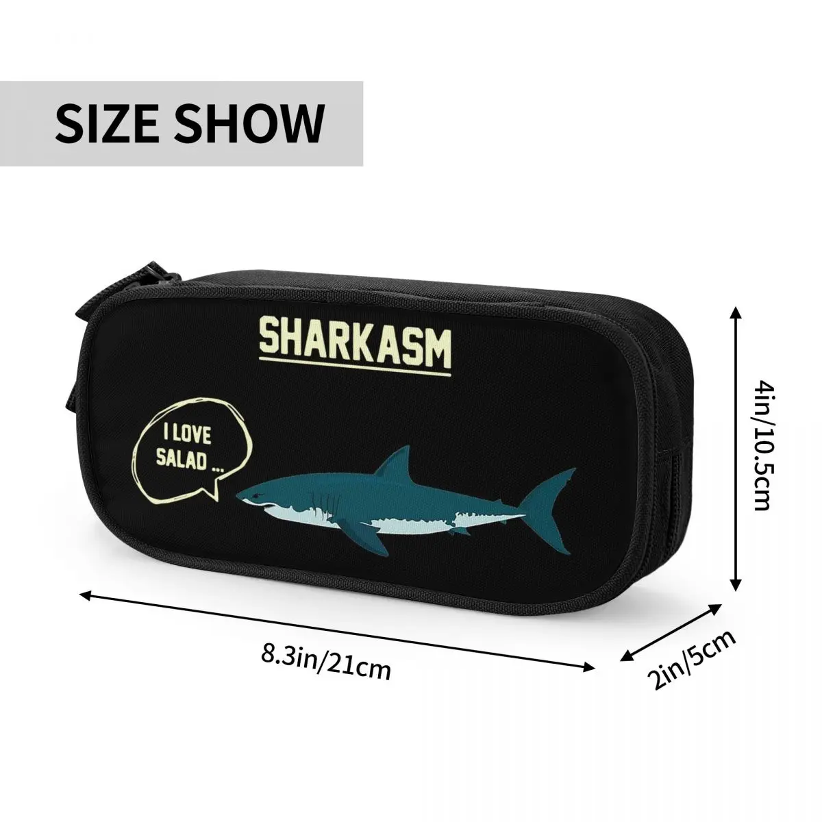 Sharkasm Ocean Pencil Cases Shark Pencilcases Pen Holder for Student Large Storage Bags Students School Zipper Stationery