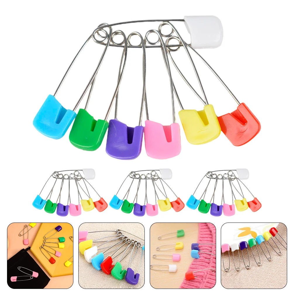 50pcs Safety Pins Baby Diaper Pin Nappy Pin Bibs Pins Plastic Clothing Pins