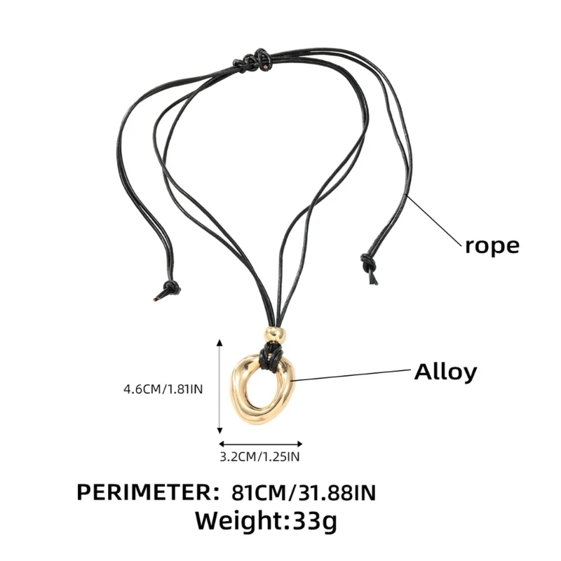 Irregular Circle Pendant Necklace Adjustable Drawstring Necklace Fashion Choker Jewelry Clavicle Chain Collar Necklace