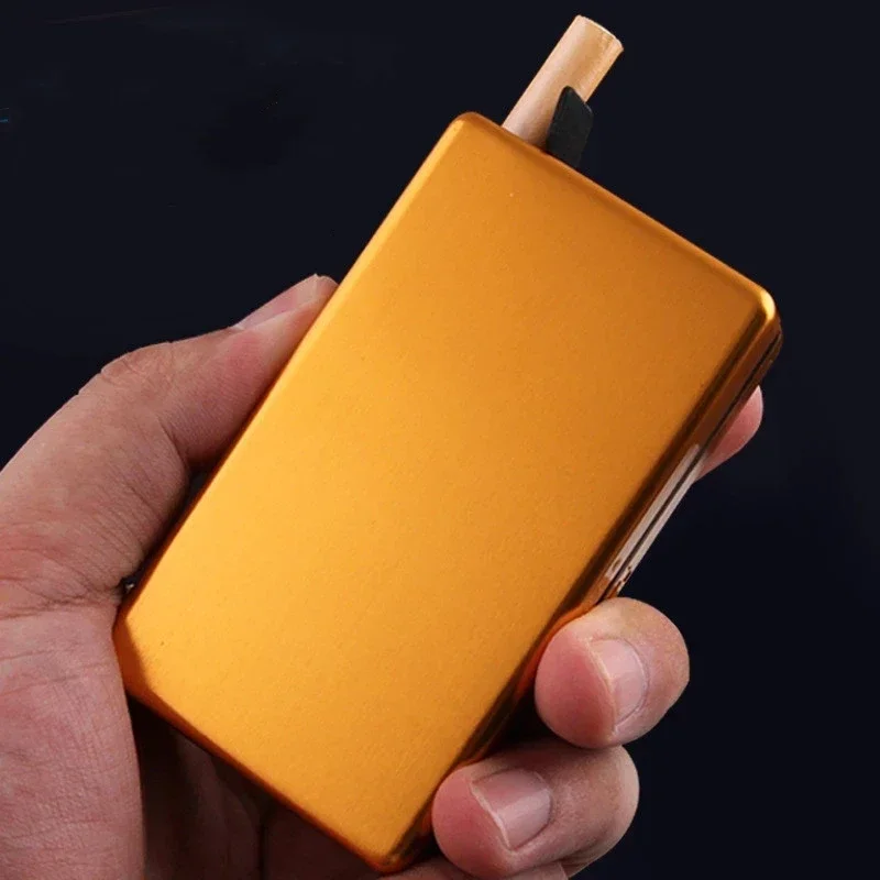 Creative Automatic Ejection Holder Metal Box Aluminum Pocket Cigarette Case Fashion Cigarette Accessories Smoker Tools Gift