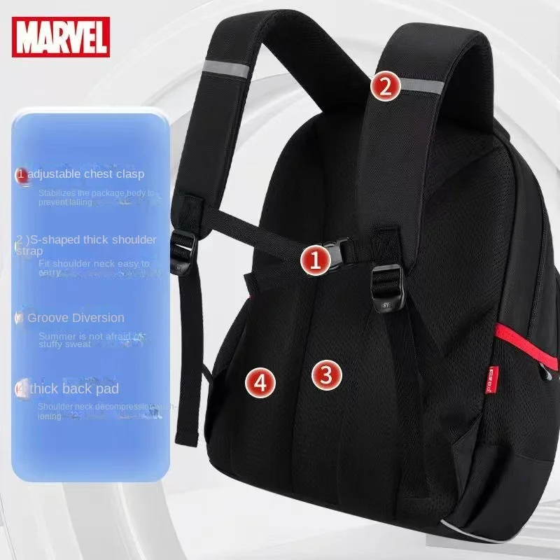 Marvel New Boy School Bag Grade 1-3 Spider Man Captain America Iron Man Primary Student Shoulder Orthopedic Backpack Mochilas