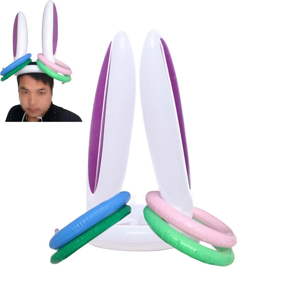 

5 шт., надувной набор для игры в кролик с кольцом для детей, быстрая инфляция, легкое хранение, вечеринка в помещении, веселая активность