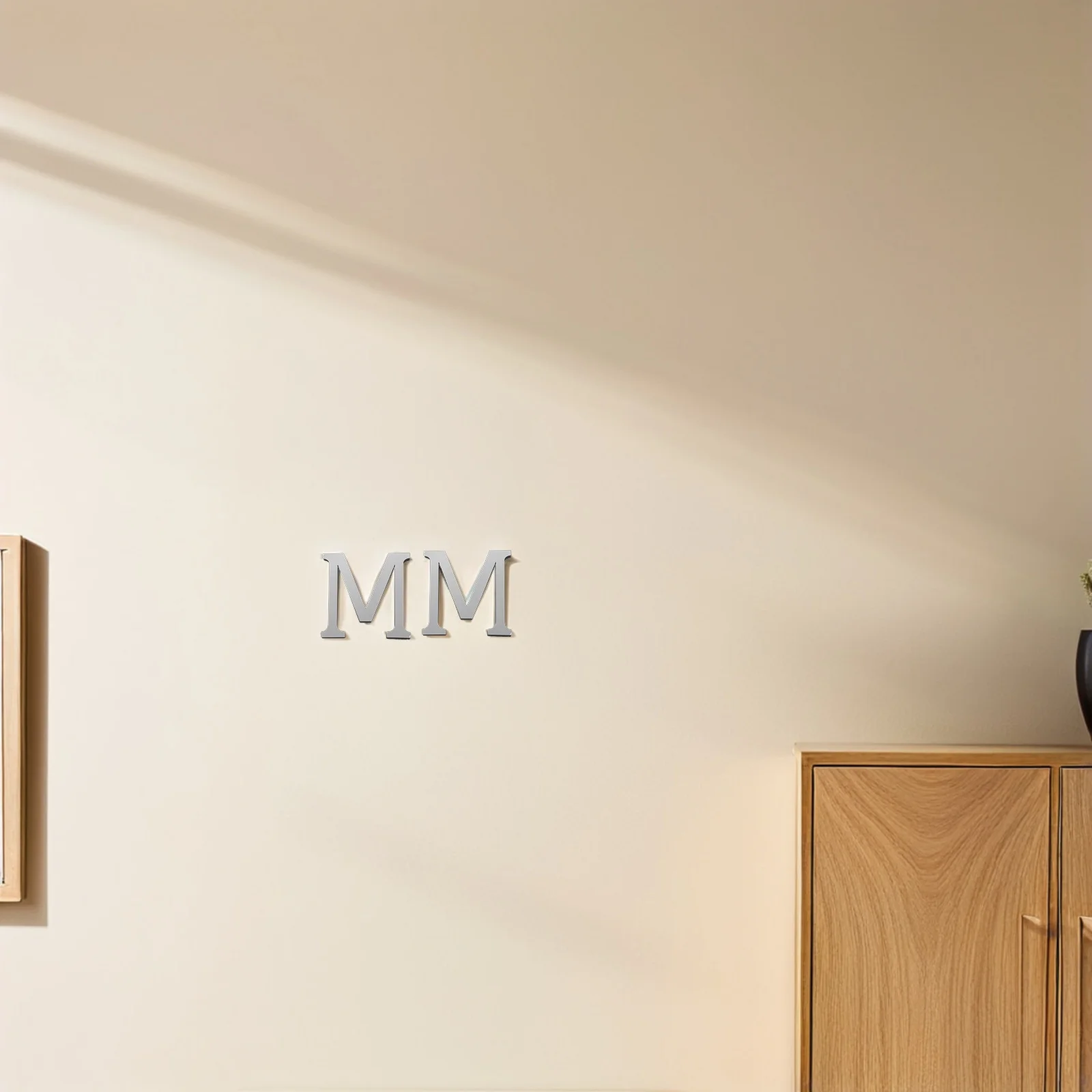 

5Pcs Acrylic Wall Sticker Letter M Mirror Decal 3D Self Adhesive Removable Silver Alphabet Wall Decor for Living Room Bathroom